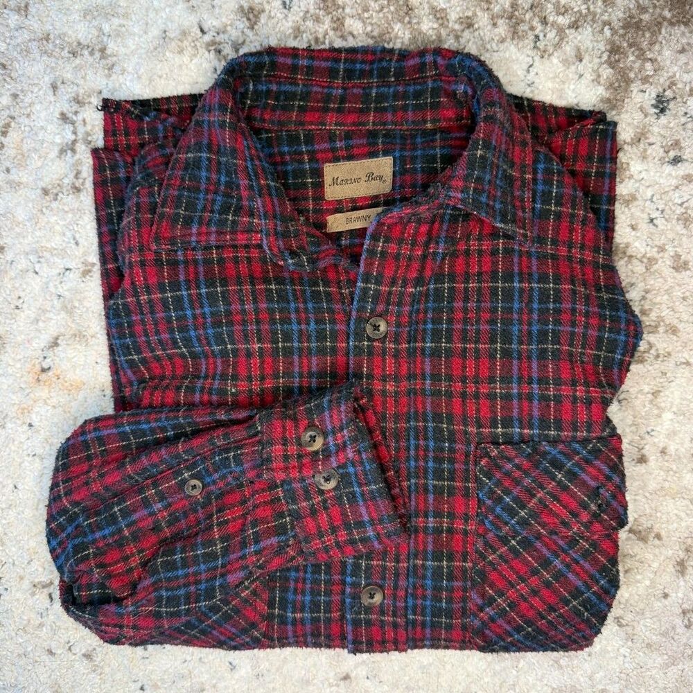Marino Bay Brawny Fit Plaid Flannel Shirt